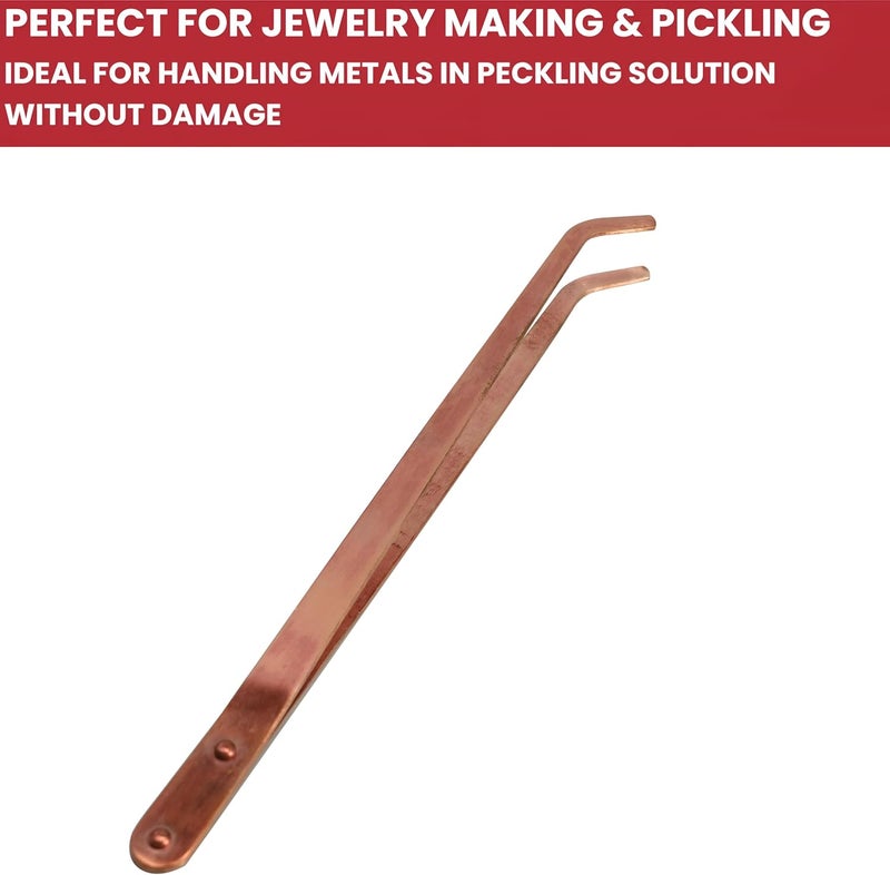 TAURISH Copper Tongs 8.5 inches Curved Tip Ideal for Jewelry Making, Soldering, Acid Baths & Pickling Tools - Image 4